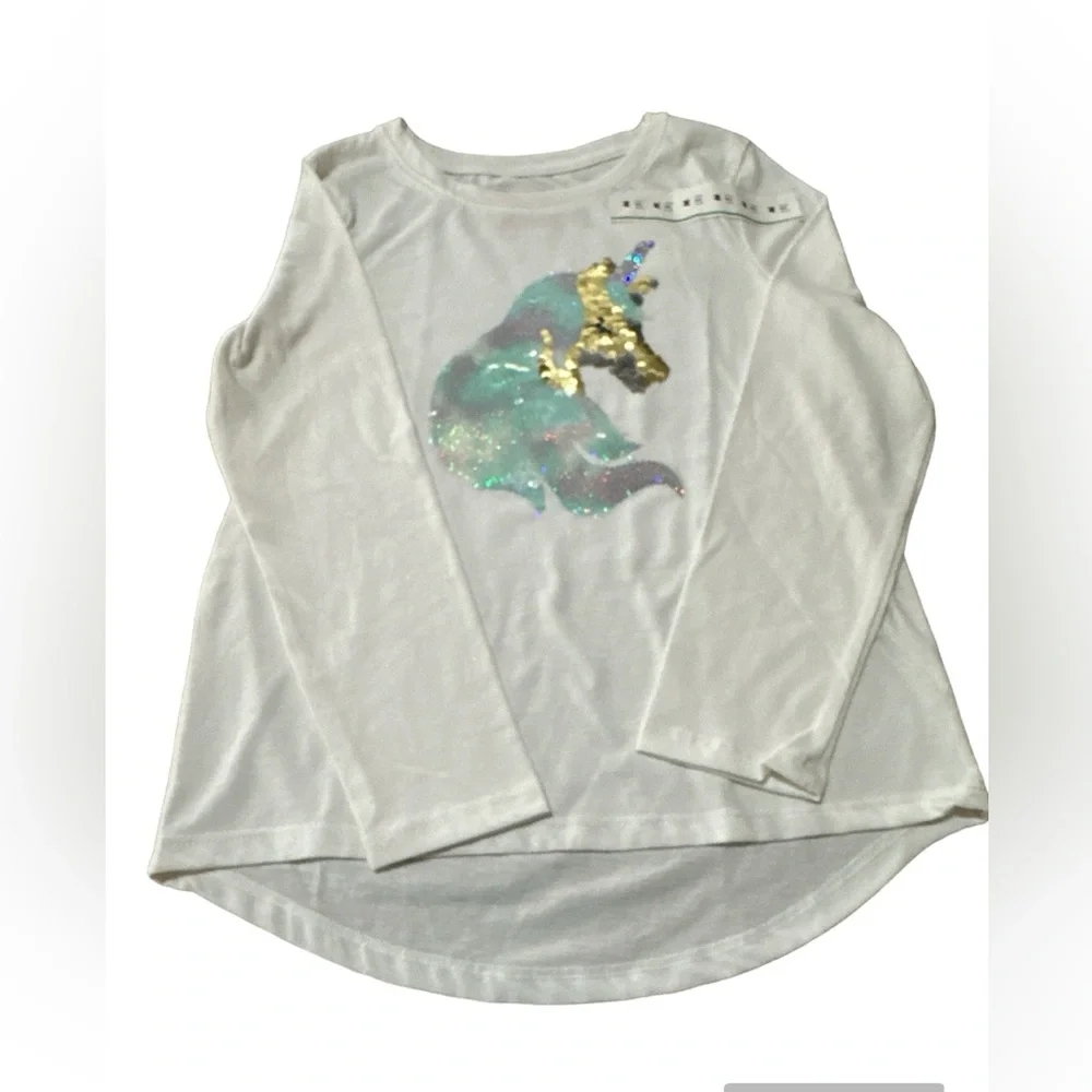 Cat & Jill White Unicorn Long Sleeves Size 8 (Medium) Top BNWT - Picture 2 of 4